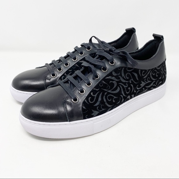 Robert Graham Men's Black Leather CREED Sneakers - Picture 3 of 10
